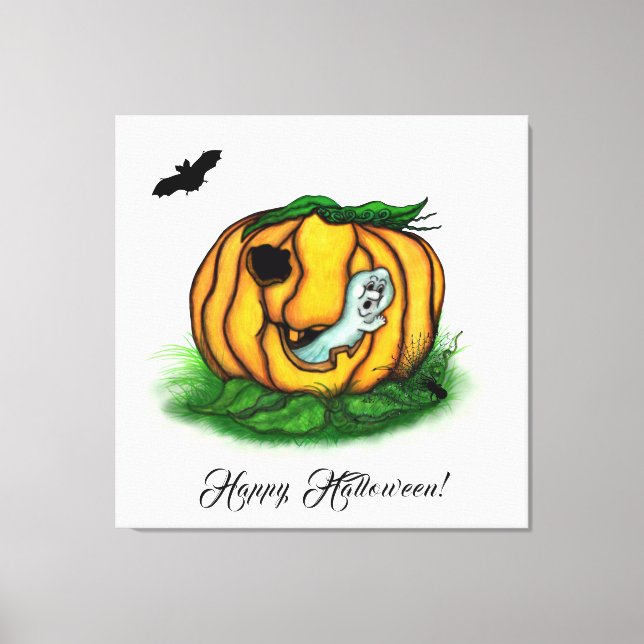 Halloween, Fladdermus, Ghost och Spider Canvastryck (Framsida)