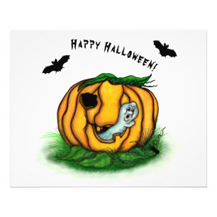 Halloween, Fladdermus, Ghost och Spider Fototryck