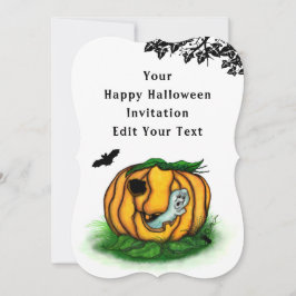 Halloween, Fladdermus, Ghost och Spider Inbjudningar