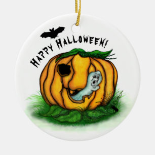 Halloween, Fladdermus, Ghost och Spider Julgransprydnad Keramik
