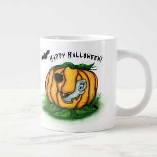 Halloween, Fladdermus, Ghost och Spider Jumbo Mugg