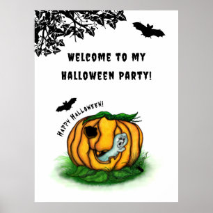Halloween, Fladdermus, Ghost och Spider Poster