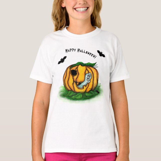 Halloween, Fladdermus, Ghost och Spider T Shirt (Framsida)