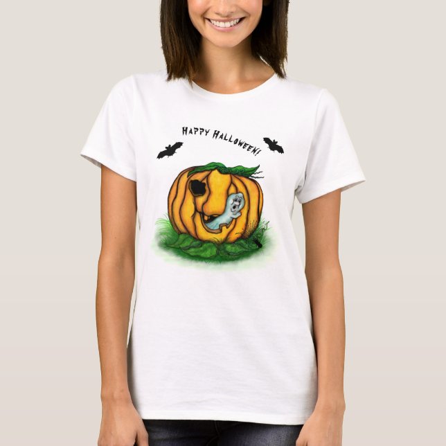 Halloween, Fladdermus, Ghost och Spider T Shirt (Framsida)