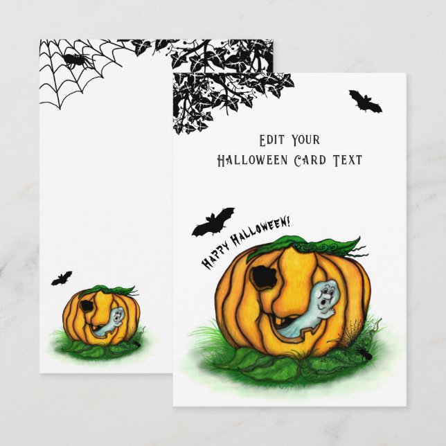 Halloween, Fladdermus, Ghost och Spider Tilläggskort (Fram/baksida)
