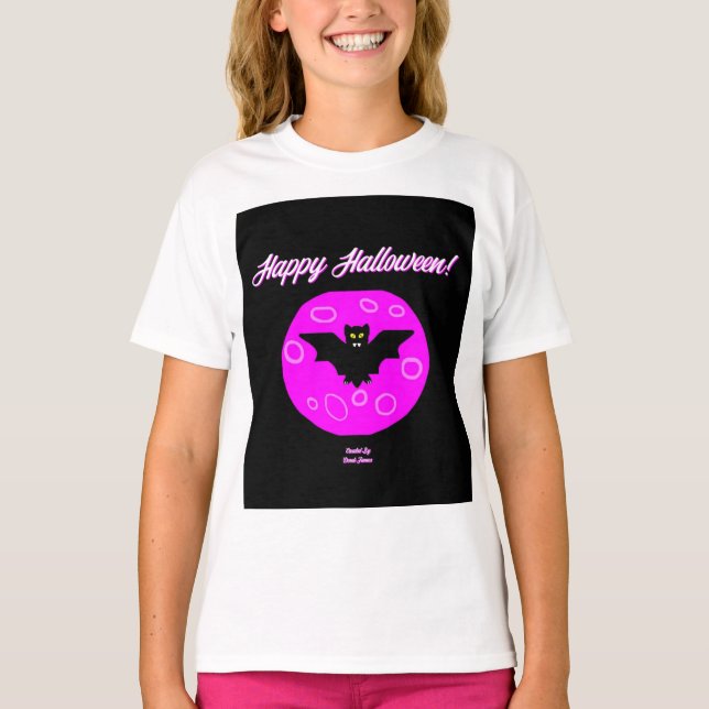 Halloween Fladdermus Girls White Basic T Shirt (Framsida)