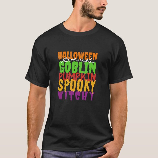 Halloween Fladdermus Goblin Pumpkin Spooky Witch R T Shirt (Framsida)