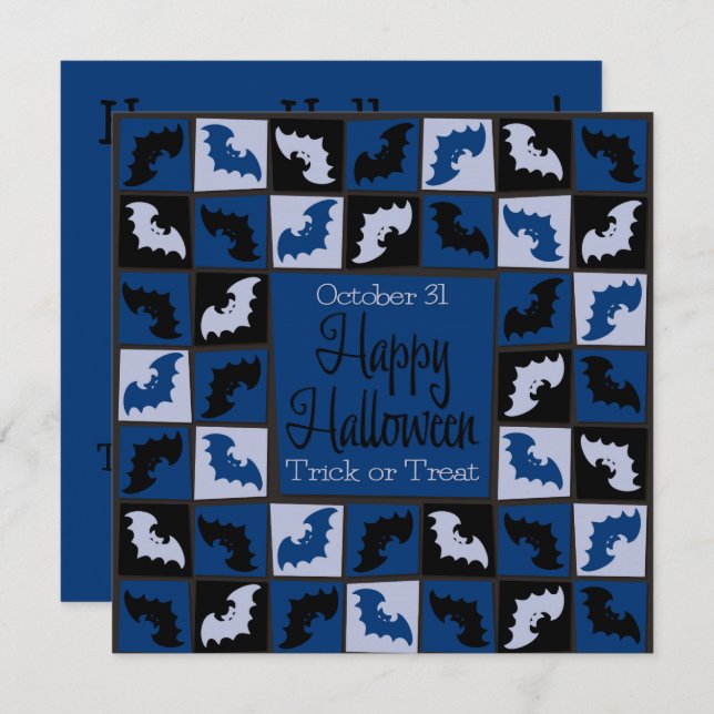 Halloween fladdermus mosaic inbjudningar (Fram/baksida)