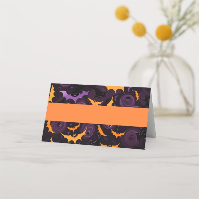 Halloween Fladdermus Namn-platskort Placeringskort (Framsida)