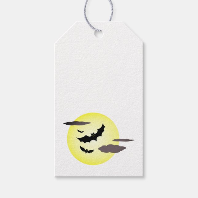 Halloween-fladdermus och fullmåne presentetikett (Framsidan)
