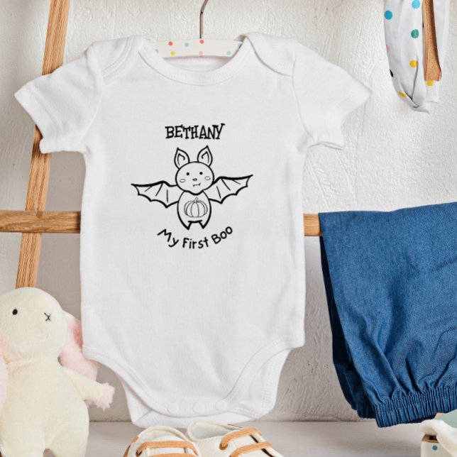 🦇 Halloween Fladdermus och pumpkin min första boo T Shirt (Skapare uppladdad)