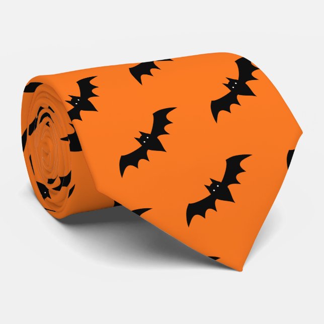 Halloween Fladdermus Orange Black Mönster Neck Tie Slips (Rullad)
