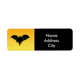 Halloween-fladdermus orange svart gul adressetiket returadress etikett