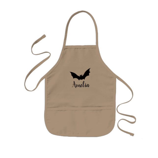 Halloween Fladdermus Personlig Namn Barns Apron Barnförkläde (Framsidan)