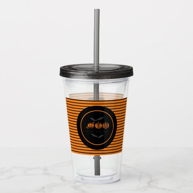 Halloween/Fladdermus/pumpa Akryltorktumlare Take Away Mugg (Framsida)