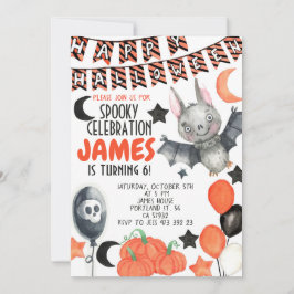 Halloween Fladdermus Pumpkin Birthday-inbjudan Inbjudningar