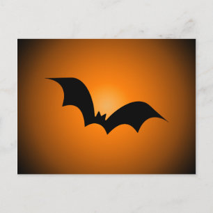 Halloween Fladdermus Silhouette Orange Himlar Vykort