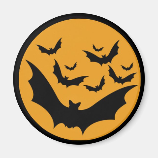 Halloween Fladdermus Silhuett Mån Illustration  Magnet (Framsidan)