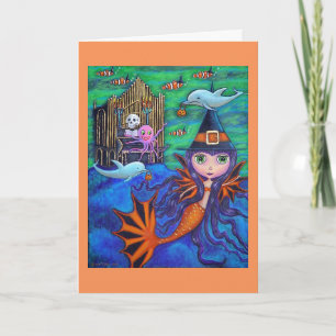 Halloween Fladdermus Sjöjungfru Avkolfiner Octopus Kort