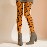 Halloween Fladdermus Spiders Spooky Cute Orange Bl Leggings<br><div class="desc">Den här roligten Halloween-designen användor ett slumpmässigt mönster av enkelt svart fladdermus och spindlar på en klassisk orange som kan anpassas efter vad du vill ha med färg. Den här roligten har en reflex och kan kombineras med vilken topp som helst under hela höglings- och spöksäsongen! Blanda och matcha med...</div>