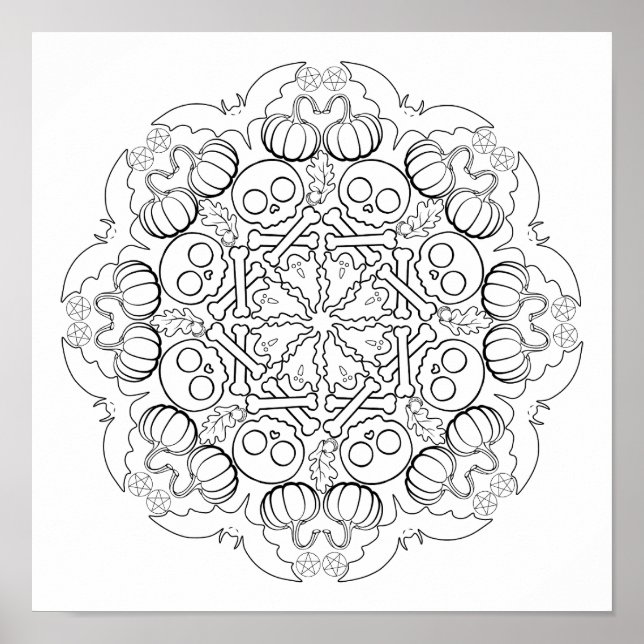 Halloween Fladdermus, Spöken, Döskallar och mer fä Poster (Framsidan)