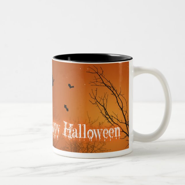 Halloween Fladdermus & Träd - Mugg (Höger)