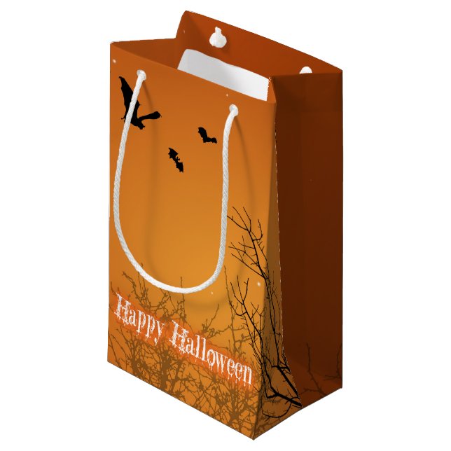 Halloween Fladdermus & Träd - Small Gift Bag (Framsidan Vinklad)