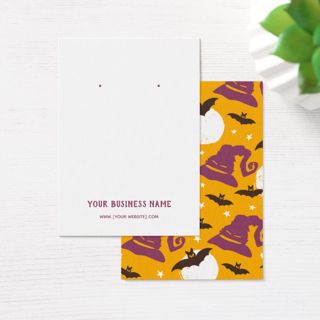 Halloween Fladdermus Witch Hats Earring Visning Ca Visitkort (Skivbord)
