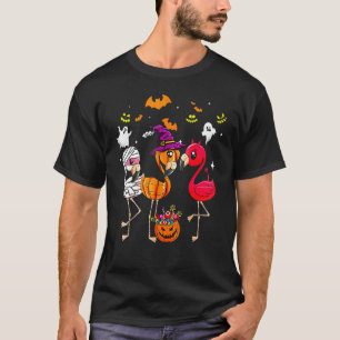 Halloween Flamingo Flamingoween Häxa Vampire Mumie T Shirt