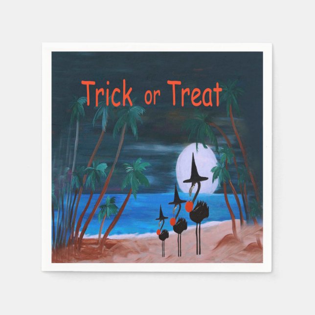 Halloween flamingo häxa pappra blöjor från min kon pappersservett (Framsidan)