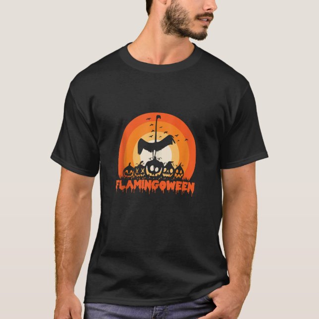 Halloween Flamingo Lycklig Flamingoween Vatten Bir T Shirt (Framsida)
