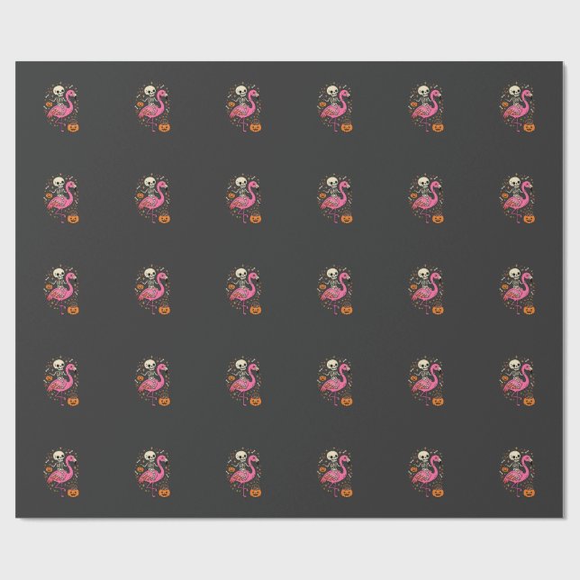 Halloween Flamingo Skelett Socker Bucket Vektor De Presentpapper (Platt)