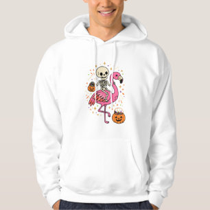 Halloween Flamingo Skelett Sockerdosa Vektor De Hoodie