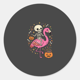 Halloween Flamingo Skelett Sockerdosa Vektor De Runt Klistermärke