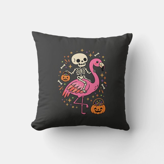 Halloween Flamingo Skelett Sockerhink Vektor De Kudde (Framsida)
