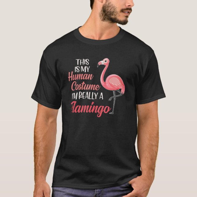 Halloween Flamingo Trick Or Treat Pink Flamingo T Shirt (Framsida)