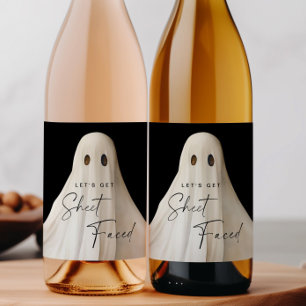 Halloween Flaska-etikett Låt oss Lakan ställs infö Vinflaska Etikett