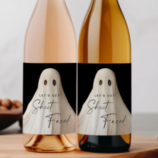 Halloween Flaska-etikett Låt oss Lakan ställs infö Vinflaska Etikett