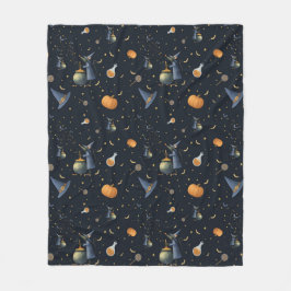 Halloween Fleece Blanket - Witch Hats & Cauldrons