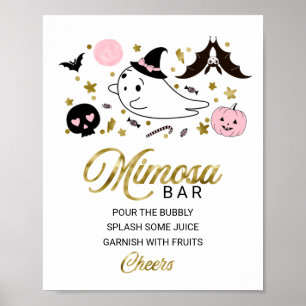 Halloween Flicka Baby Shower Mimosa Bar Skylt