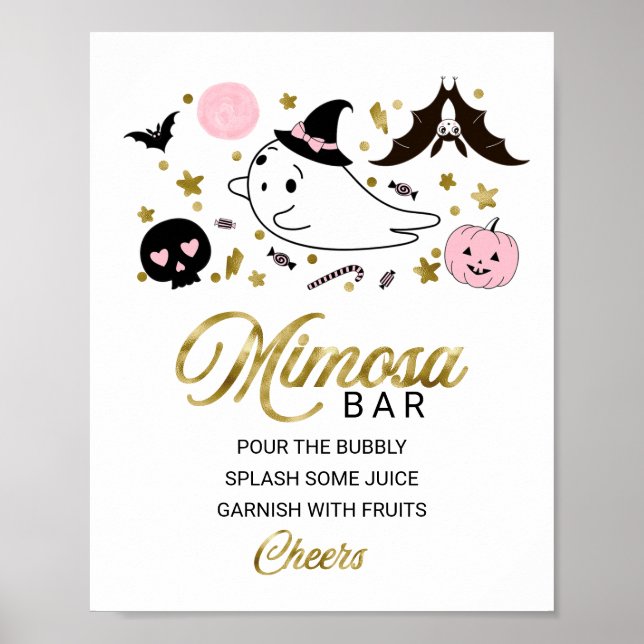 Halloween Flicka Baby Shower Mimosa Bar Skylt (Framsidan)