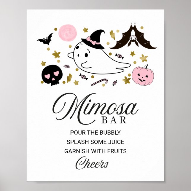 Halloween Flicka Baby Shower Mimosa Bar Skylt (Framsidan)