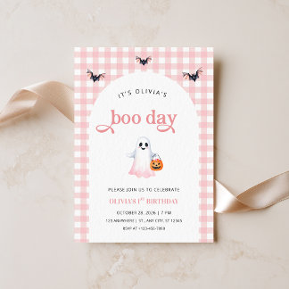 Halloween Flicka Födelsedagsinbjudan Boo Day Tema Inbjudningar