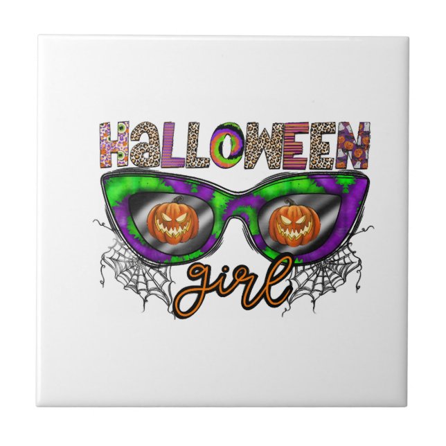 Halloween-flicka Kakelplatta (Framsidan)