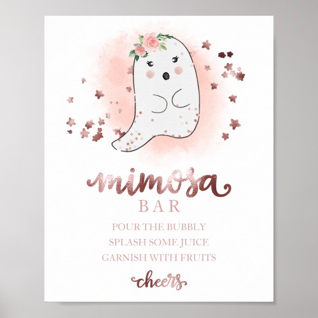 Halloween Flickas Baby Shower Mimosa Bar Skylt (Framsidan)