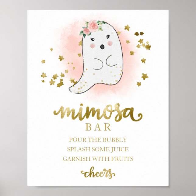 Halloween Flickas Babyshower Mimosa Bar skylt (Framsidan)