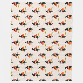 Halloween Flies Cute Witch med Broom Beige Fleecefilt