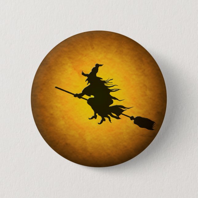 Halloween Flies Witch Button Knapp (Framsida)