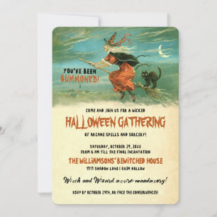 Halloween Flies Witch Party Inbjudningar