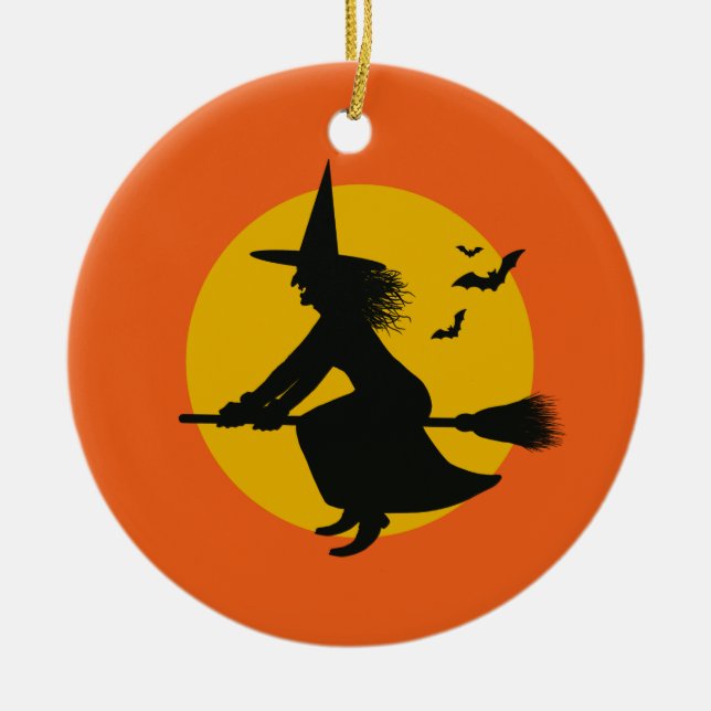 Halloween Flies Witch Träd Ornament (Framsidan)
